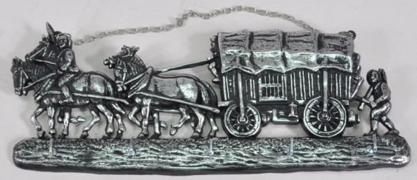 Schlüsselbrett "Pferde m. Kutsche" ca. 32x13 cm