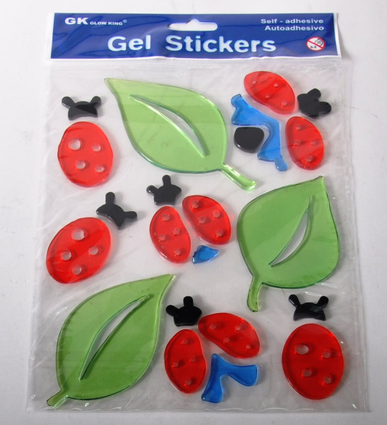 Gel Sticker "Käfer" selbstklebend OPP, ca. 25x17 cm