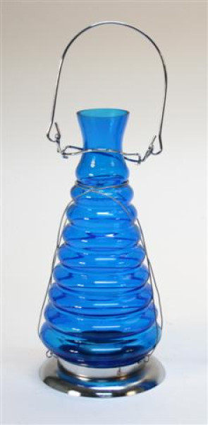 Flasche zum aufhängen blau BB; ca. D: 12,5cm H: 26cm