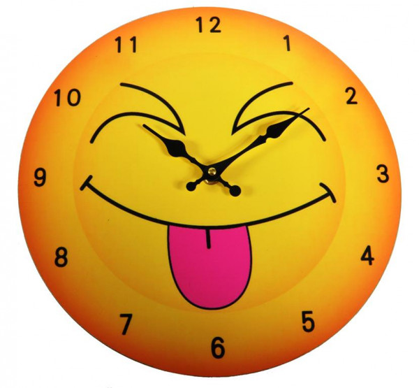 Emoticon Uhr MDF Holzplatte WB, Durchm.ca. 30cm