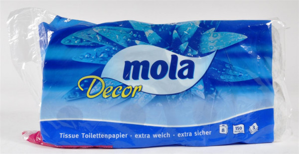 Toilettenpapier "Mola Decor" 3 lagig 8 Rollen a 150 Blatt