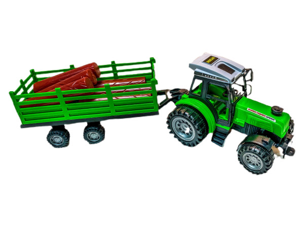 Traktor m. Anhänger+Holz AK, AK: ca. 54x14x16cm