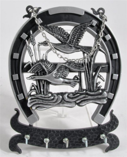 Schlüsselbrett Hufeisen m. Vogelmotiv ca. 20,5x16 cm