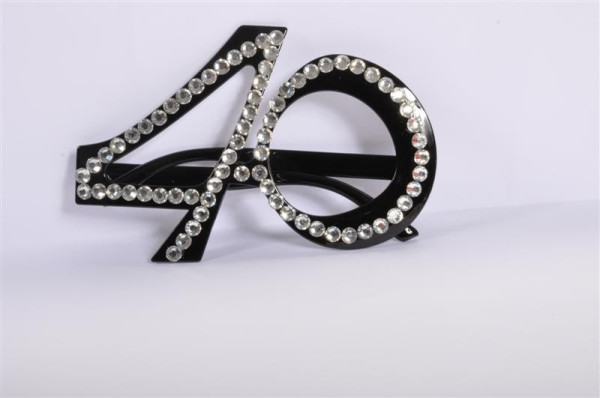 Geburtstagsbrille m. Strass "40" schwarz