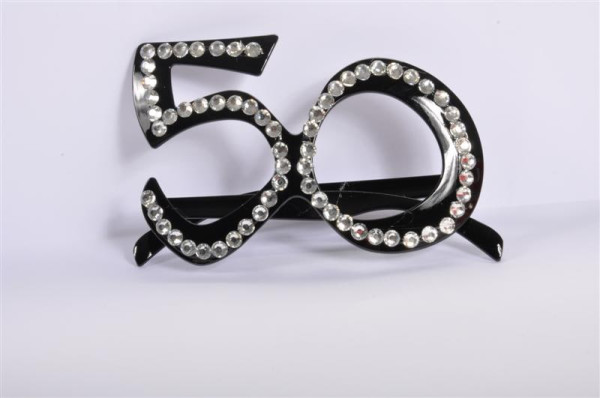 Geburtstagbrille m. Strass "50" schwarz