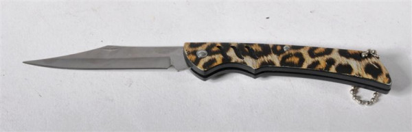 SK Messer Leoparden-Design AK, offen ca.16,5x2,5 cm