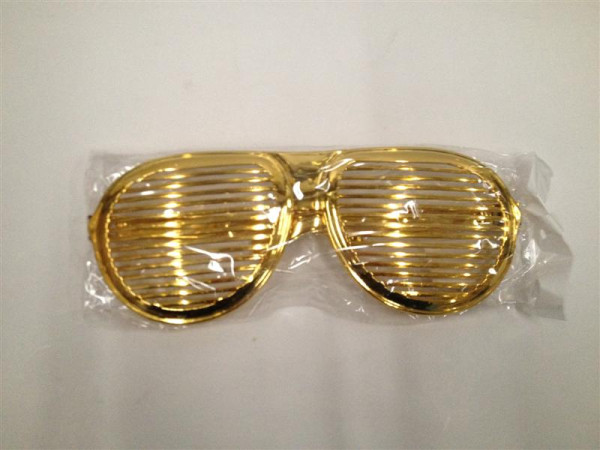 Brille mit Gitter Metall-Look farbl. sort. OPP, ca. 26x10cm