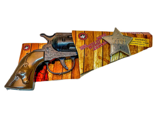 Cowboyspiel-Set m. Pistole u. Stern DIS; 21x8cm