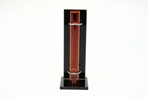 Vase Reagenzglas orange/schw. FB; ca. 7,5x7,5x21cm