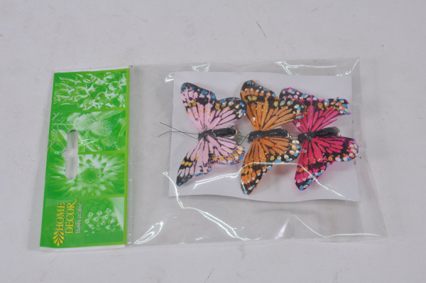 Schmetterling mit Glitzer am Draht 3er Set ca. 8cm 82101001400