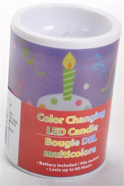 LED Kerze "Happy Birthday" 3fach sort. DIS ca. 10x7cm