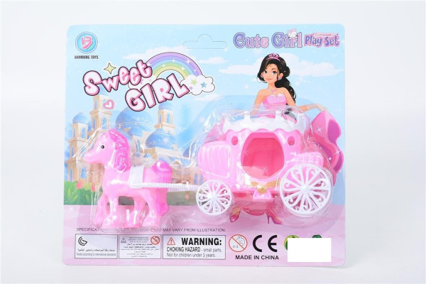 Prinzessinenkutsche m. Pferd farbl. sort. AK ca. 23x20cm