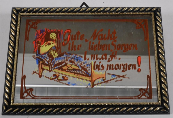 Bild mit Spiegel "Gute Nacht..." ca. 16,5x12 cm