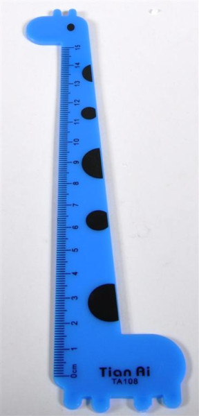 Lineal verschied.Tiere farbl. sort. OPP, 15 cm lang