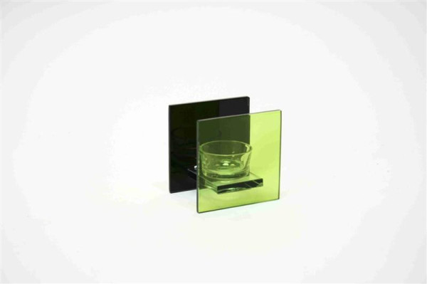 Teelichthalter grün/schwarz FB; ca. 9x6,8x9cm